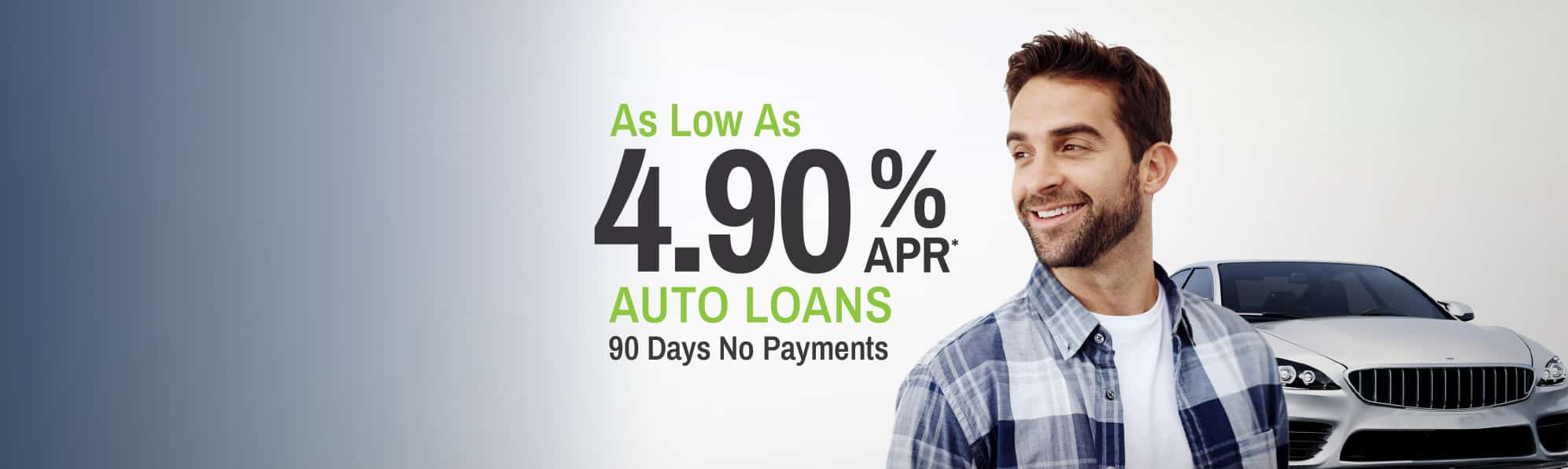 4.90% APR Auto Loan Rate, 90 Days No Payments