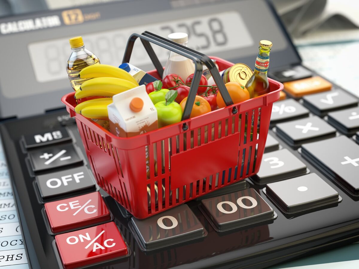 Basket of Groceries on calculator