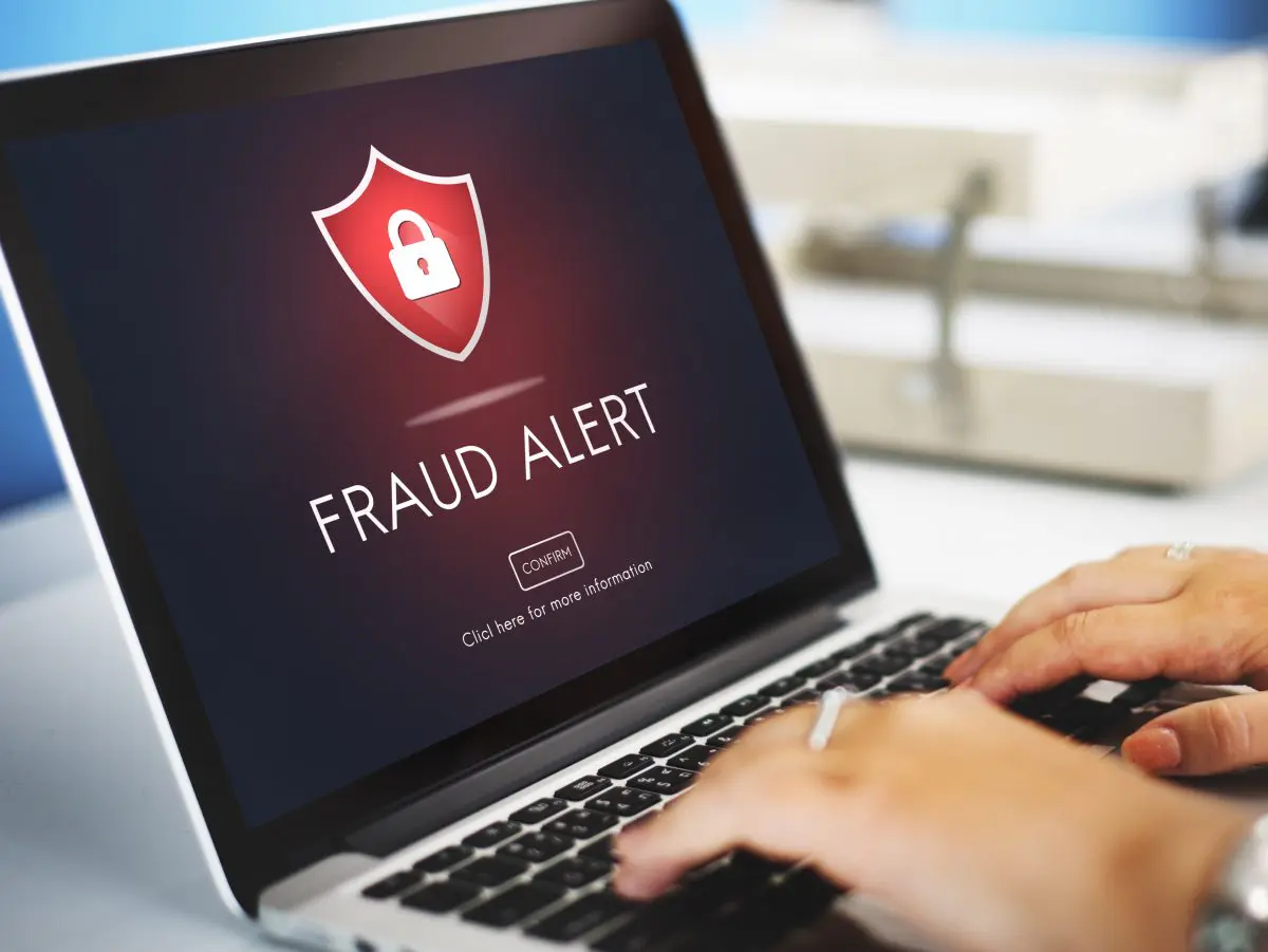 fraud Alert on laptop