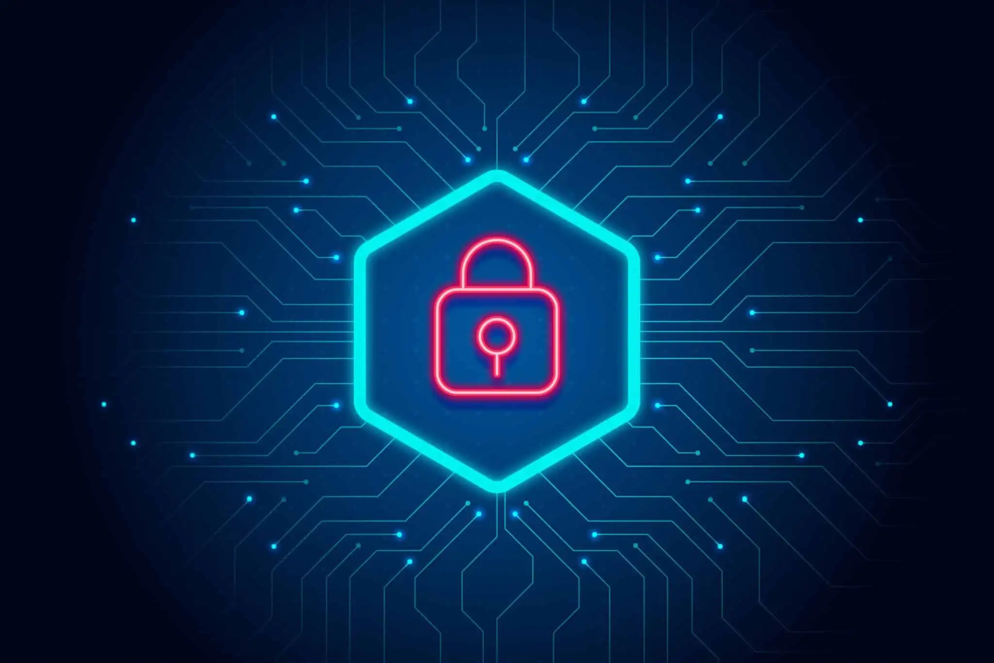 cybersecurity neon lock