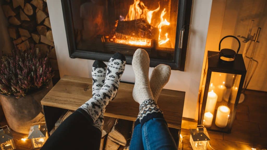 Winterization Plans, feet at fireplace