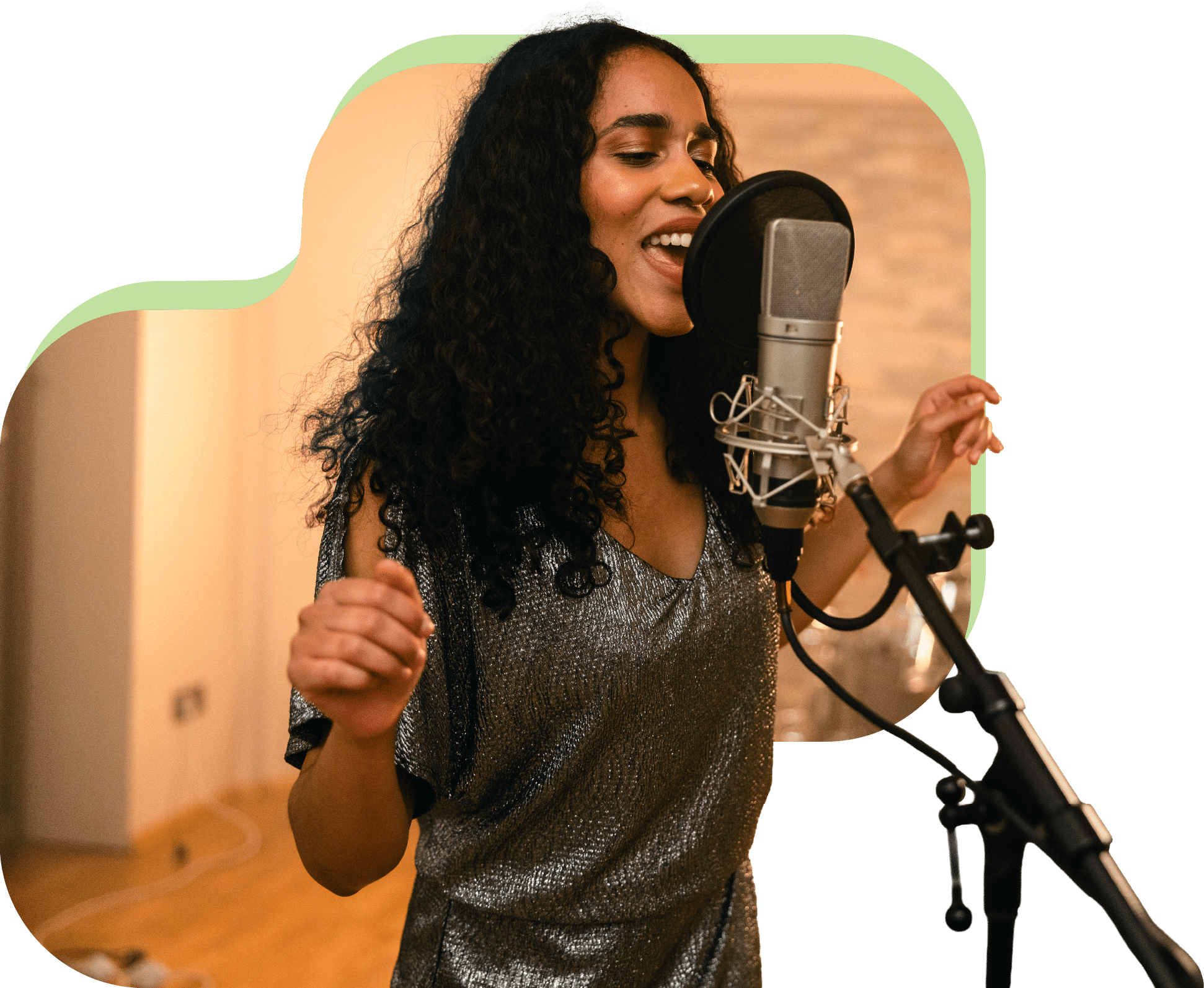 young female musician with microphone