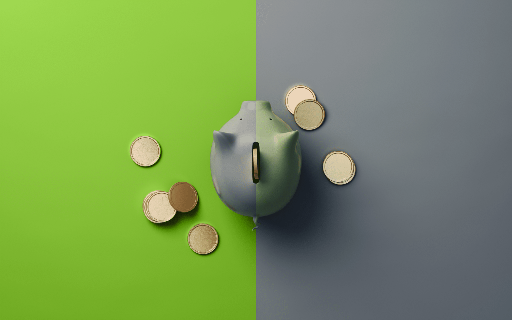 Piggy bank with coins