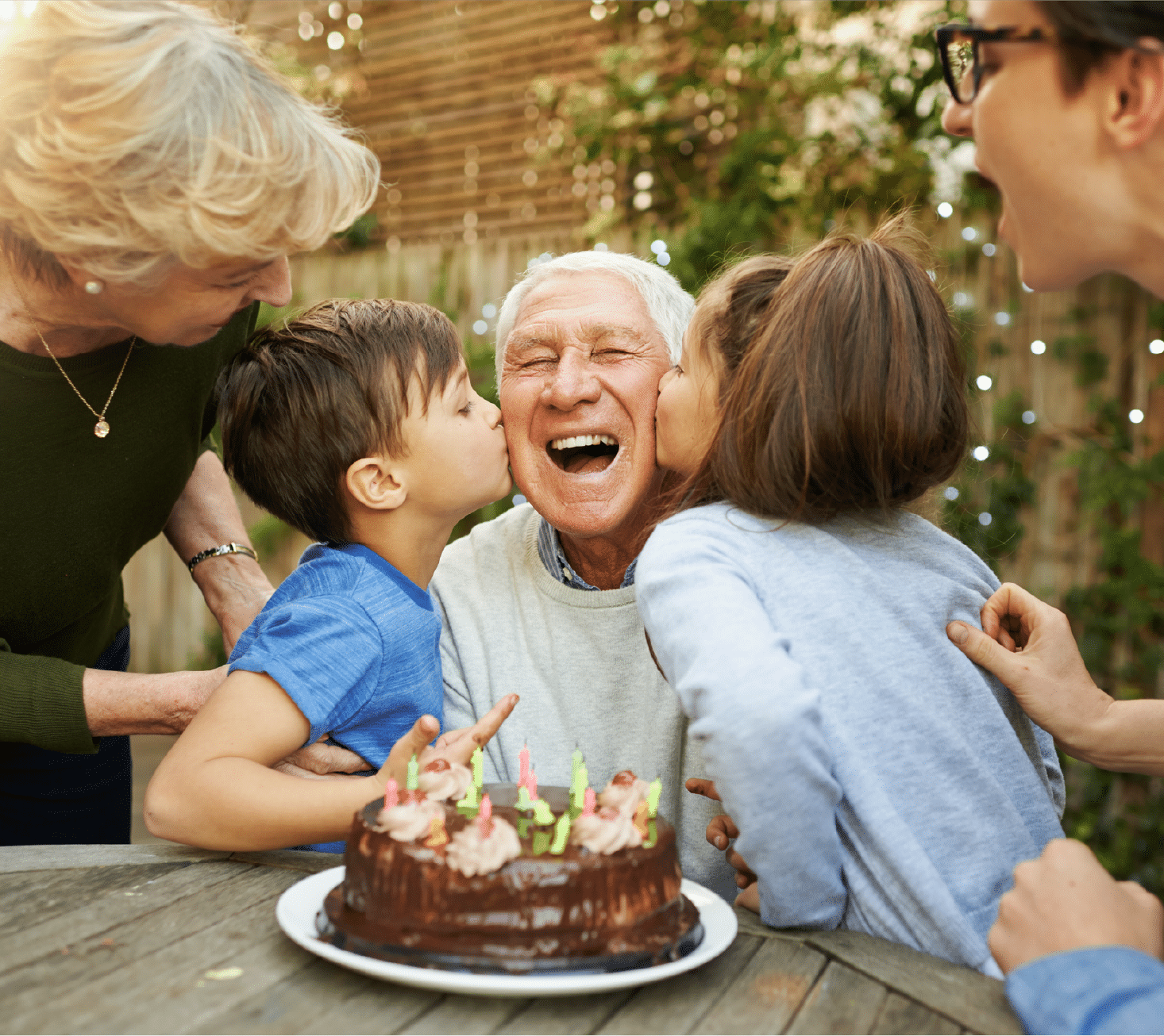 grandparents with grandkids birthday party